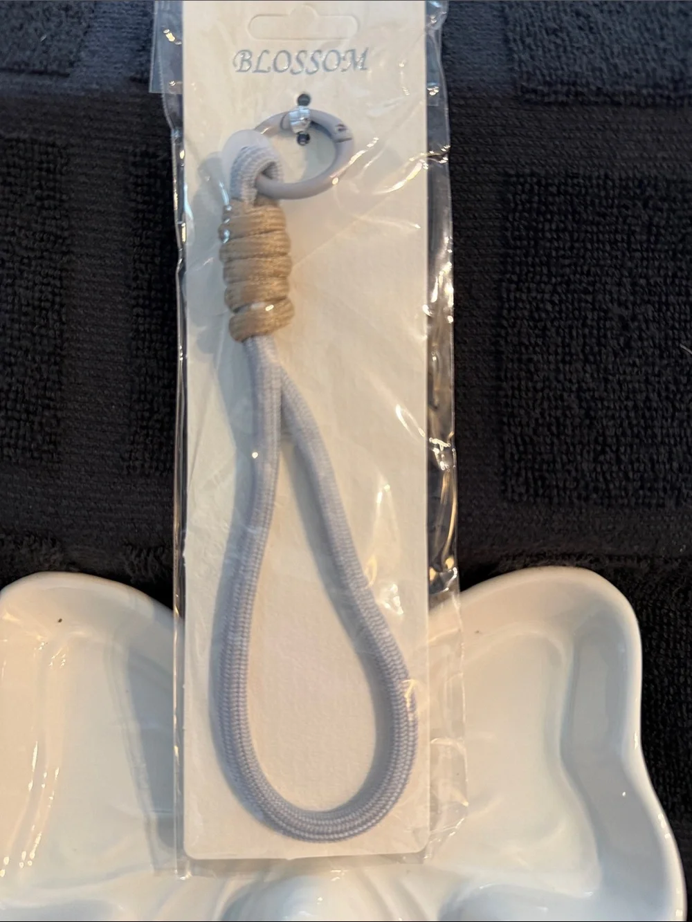 Gray & Tan Key Loop Keychain Holder